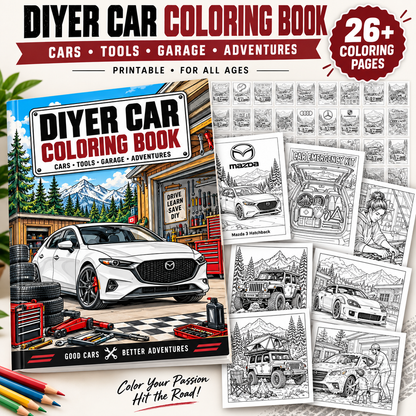 DIYER Car Coloring Book — 30 Coloring Pages