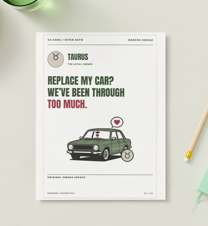 Garage Zodiac Astrology DIY Car Birthday Card – Digital Download  English