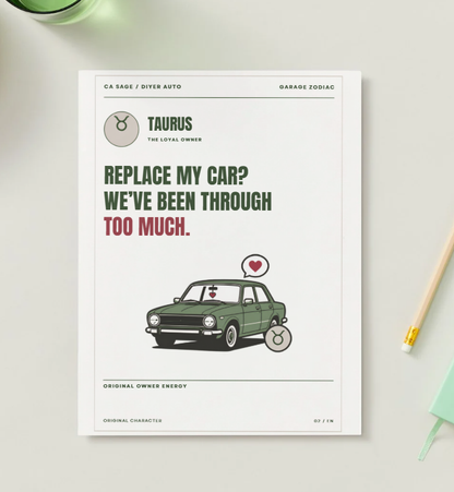 Garage Zodiac Astrology DIY Car Birthday Card – Digital Download  English