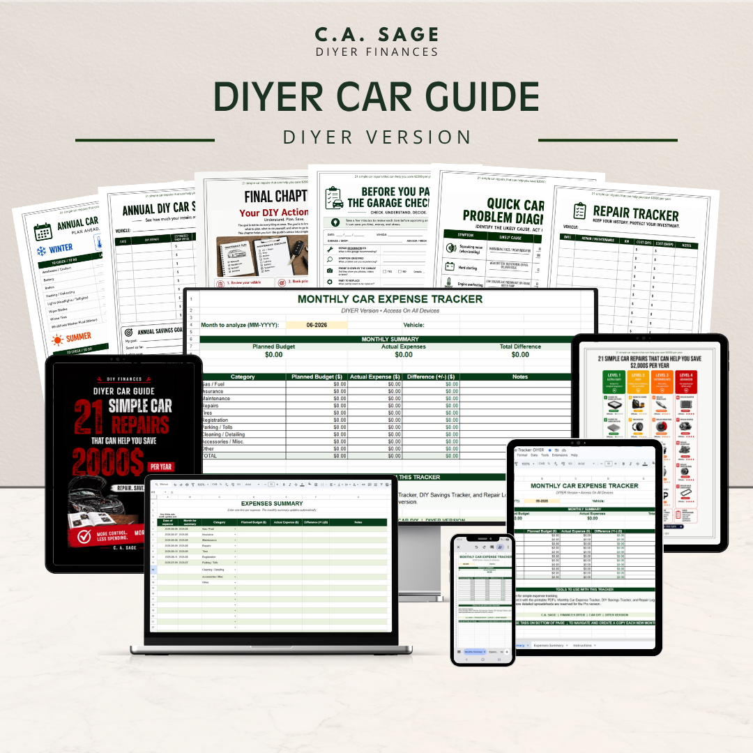 DIYER Car Guide - 21 Essential Repairs that will help you save 2000$ per year